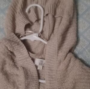 Pink rose long sweater hooded